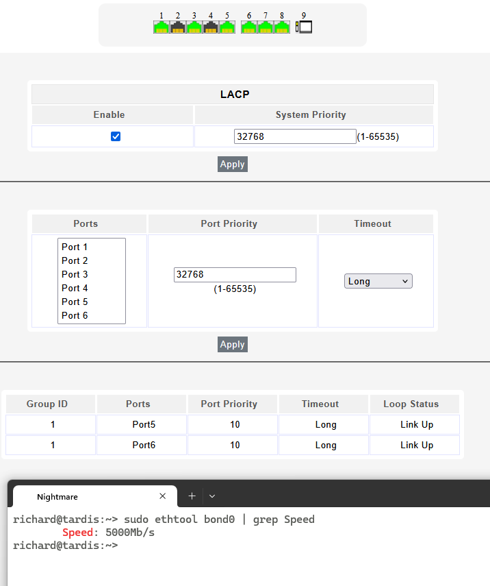 LACP switch setup